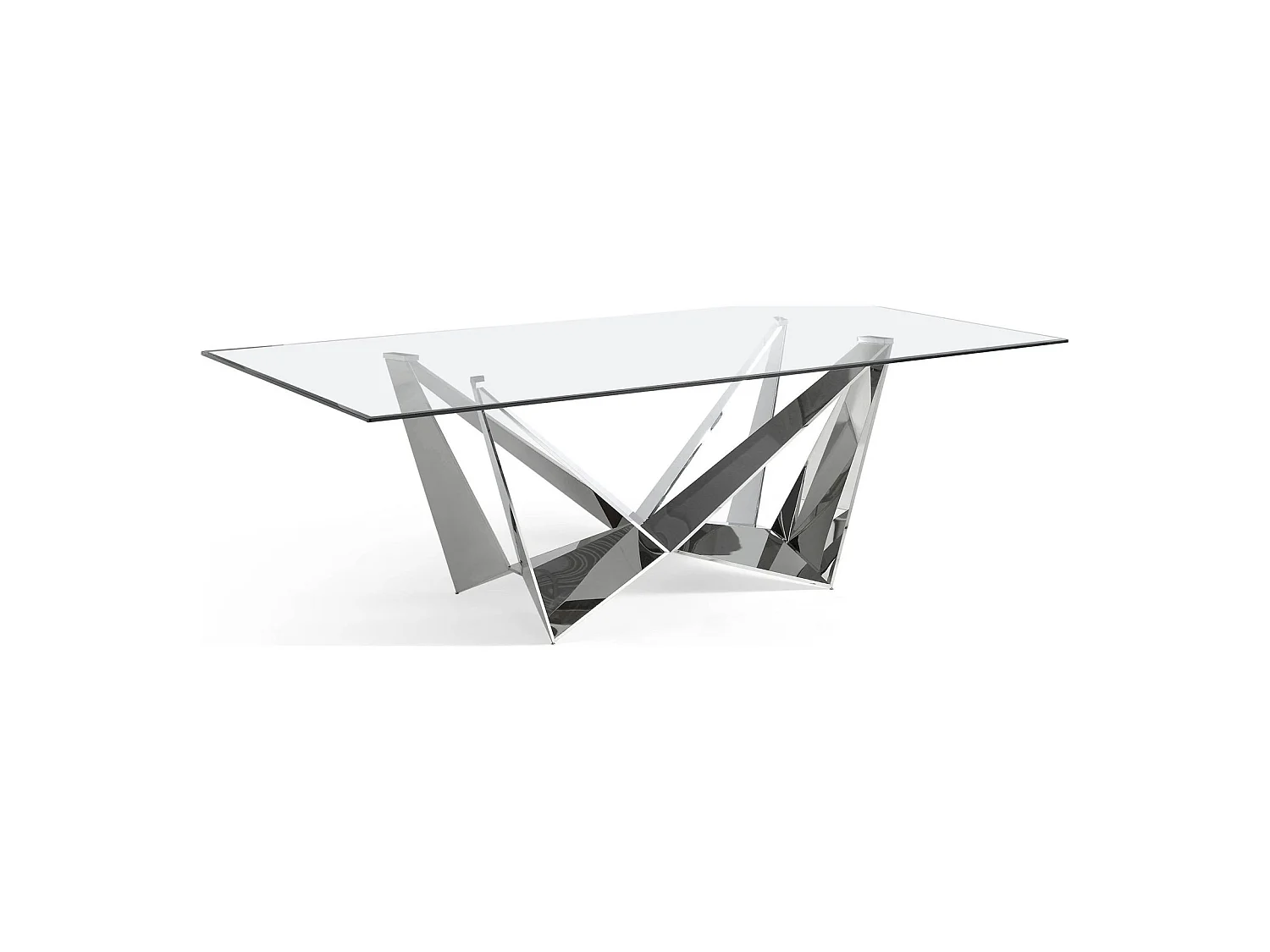 Table Moderne en Verre Transparent et Acier