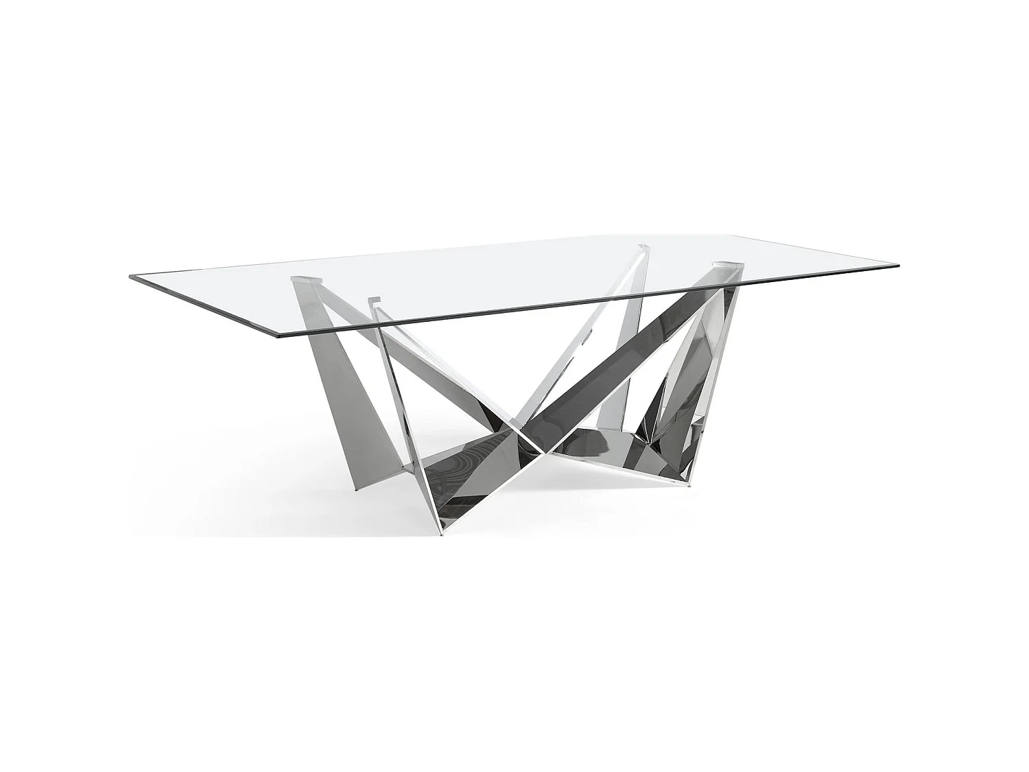 Table Moderne en Verre Transparent et Acier