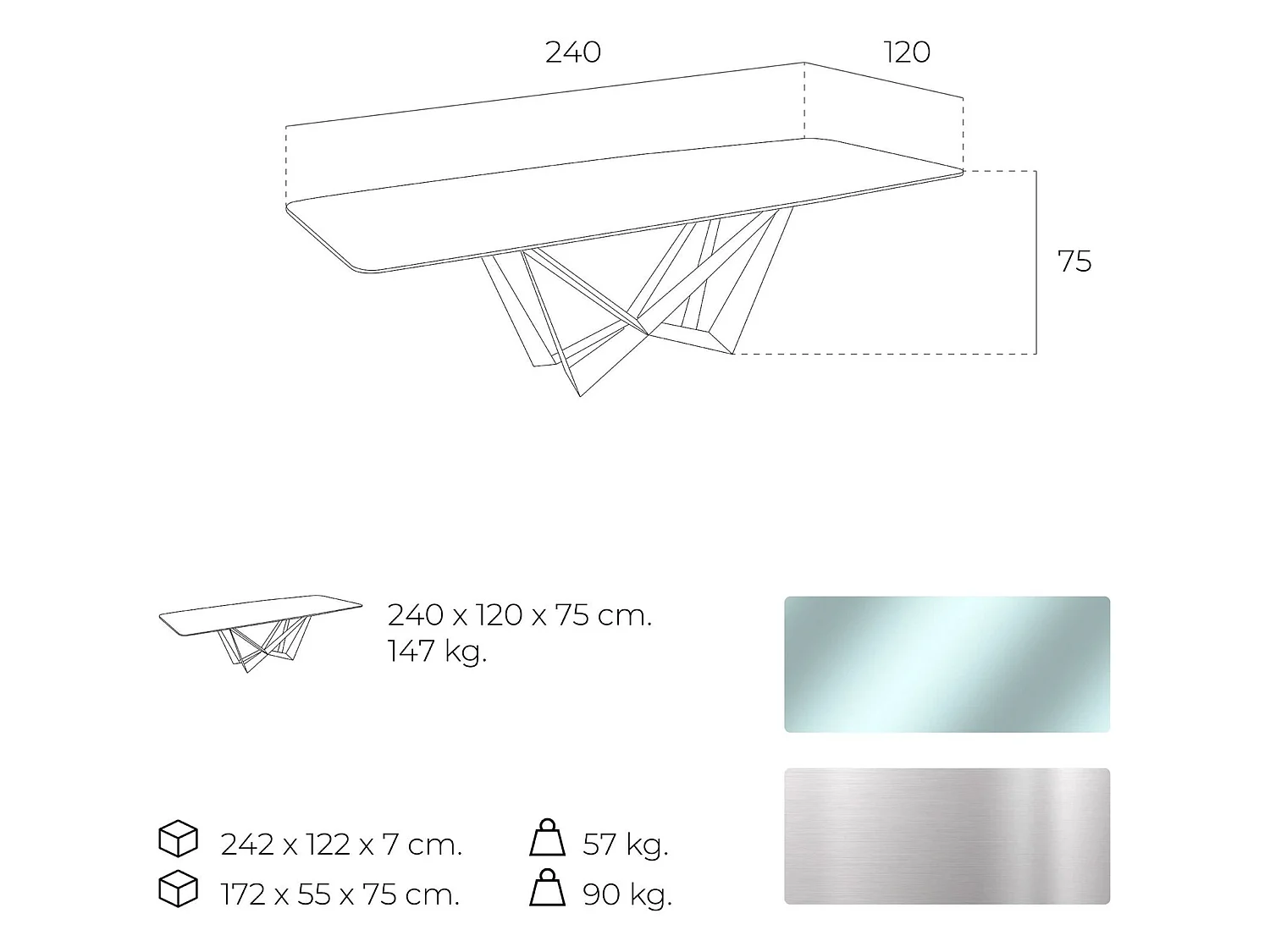 Table Moderne en Verre Transparent et Acier