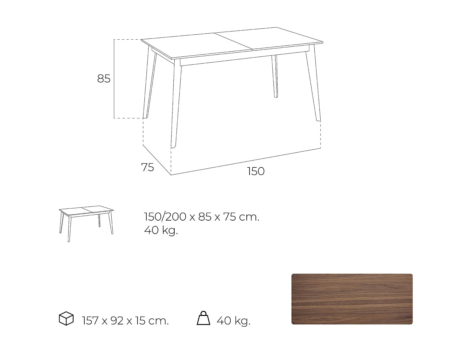 Table à manger extensible en bois