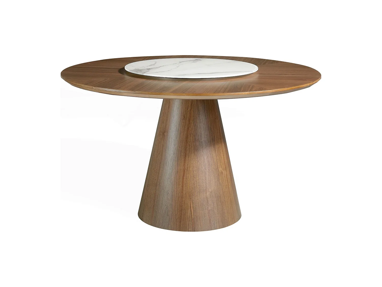 Table a manger ronde bois massif Plateau pivotant centre en marbre céramique