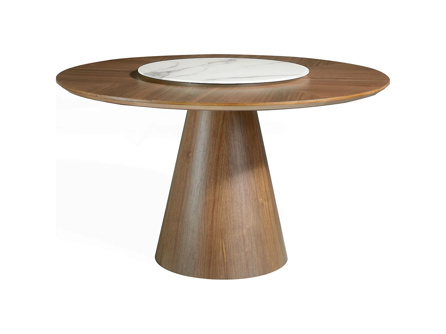 Table a manger ronde bois massif Plateau pivotant centre en marbre céramique