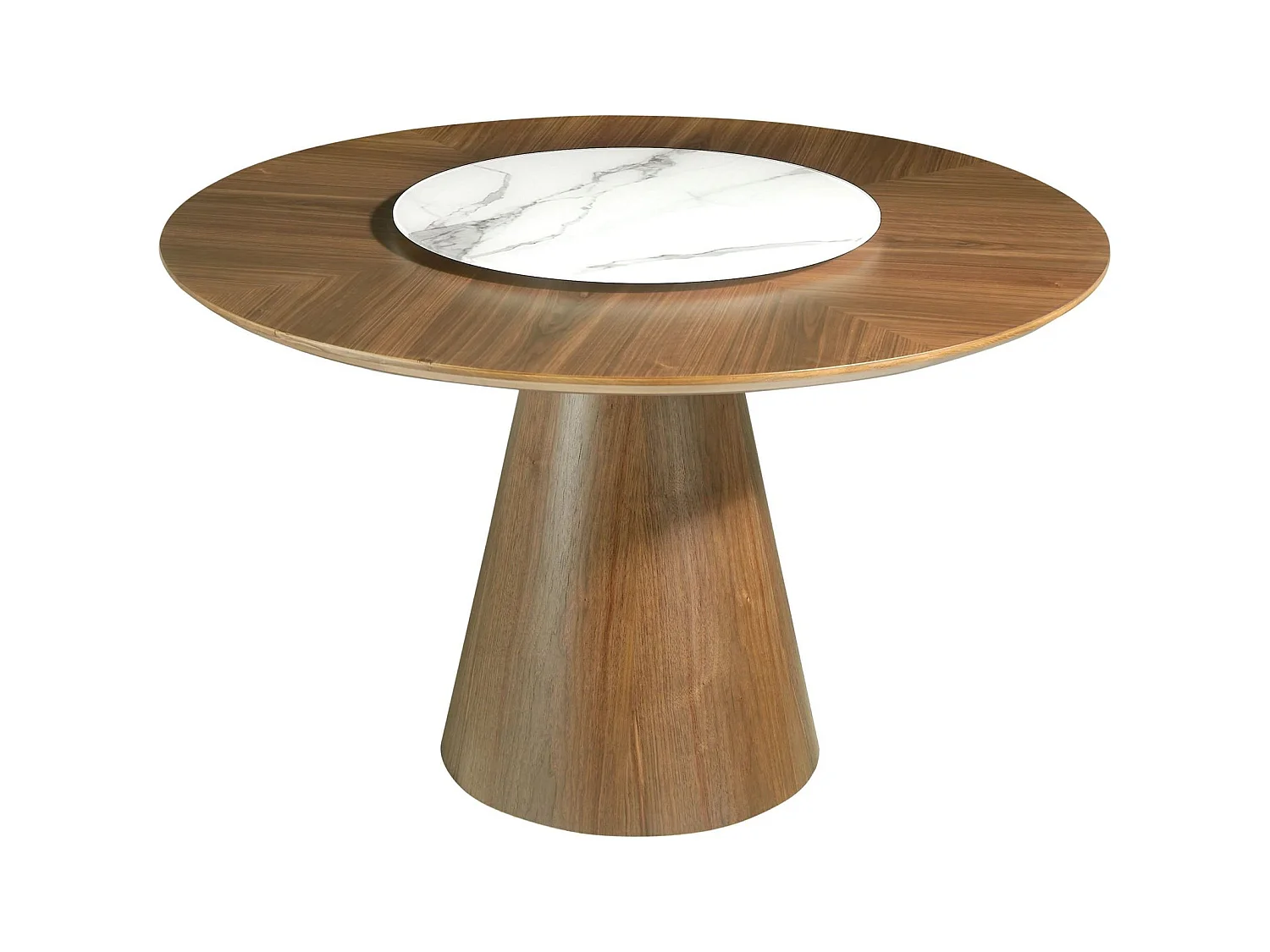 Table a manger ronde bois massif Plateau pivotant centre en marbre céramique