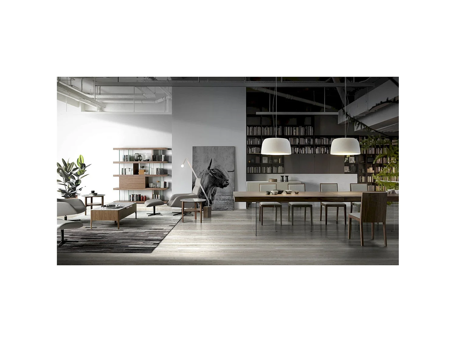 Table de diner bois pieds en verre trempé