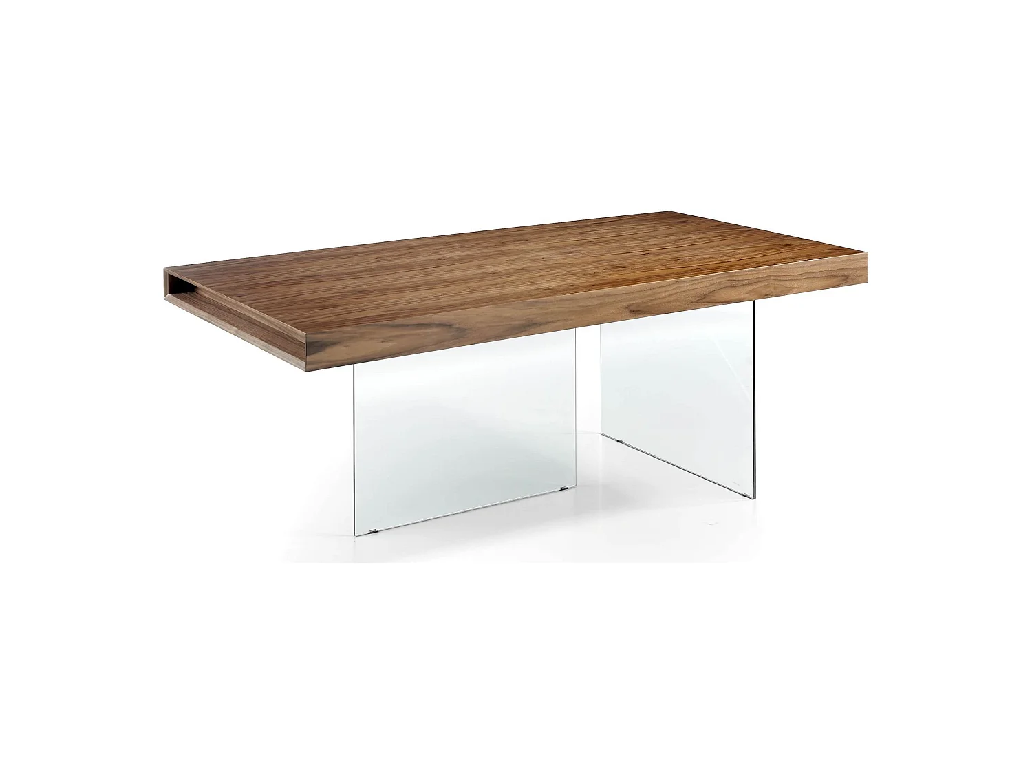 Table de diner bois pieds en verre trempé