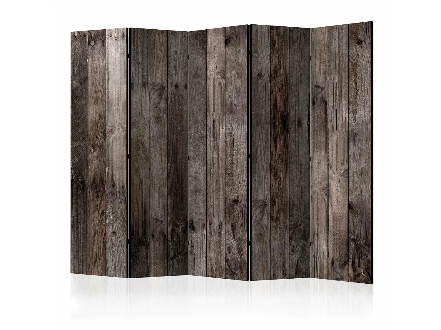 Paravent 5 Volets Design Bois Rustique avec Clous Decor