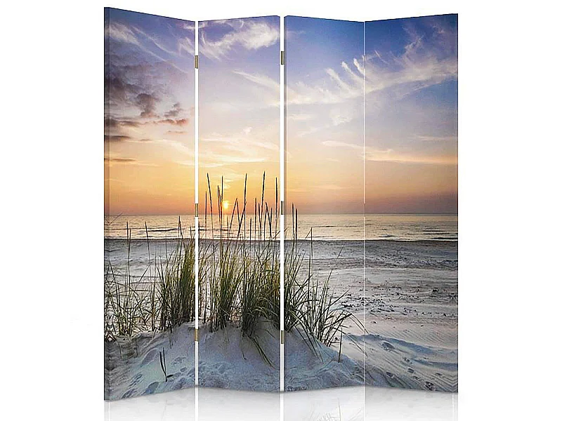 Paravent Décoratif Plage et Dunes pour Intérieur Zen - 145 x 180 cm - 2 faces R° V° + rotation 360°