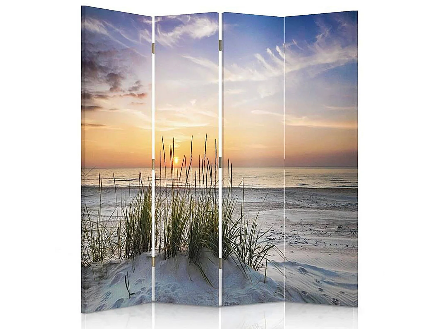Paravent Décoratif Plage et Dunes pour Intérieur Zen - 145 x 180 cm - 2 faces R° V° + rotation 360°