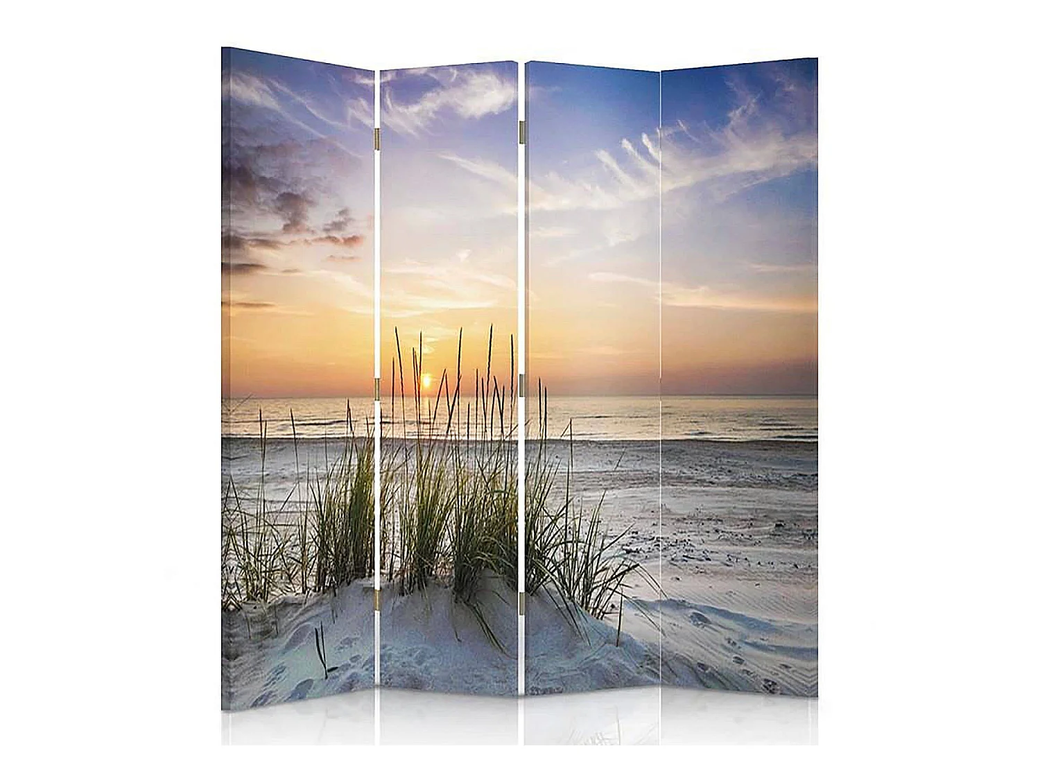 Paravent Décoratif Plage et Dunes pour Intérieur Zen - 145 x 180 cm - 2 faces R° V° + rotation 360°