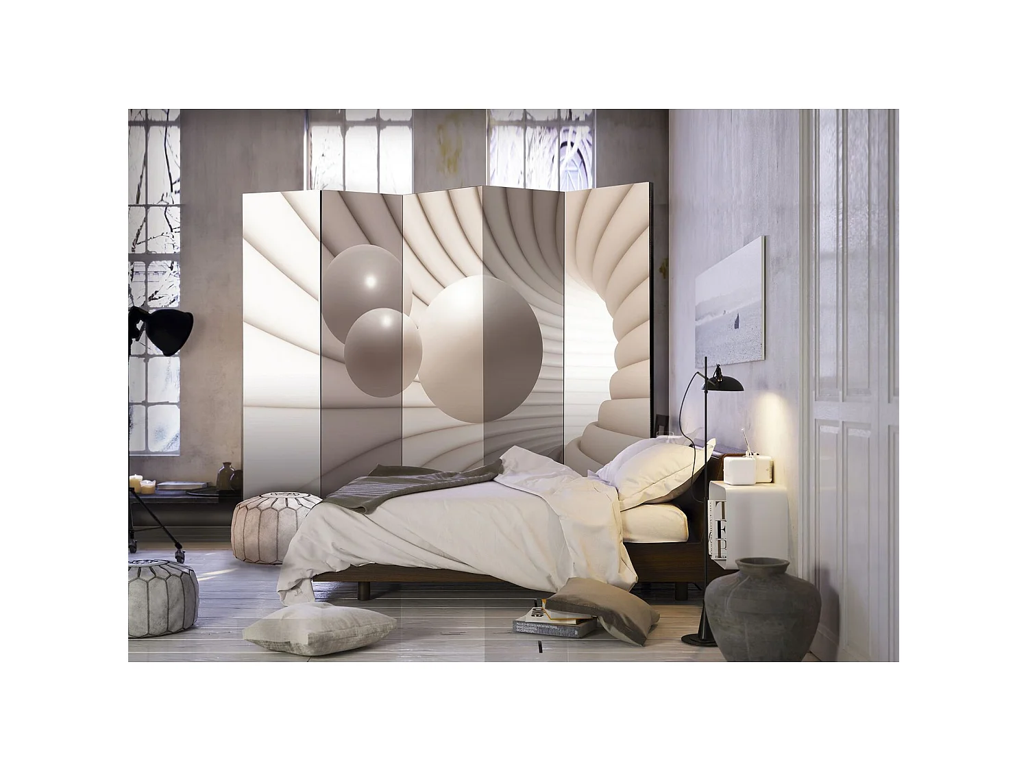 Paravent Design Moderne Boules dans Tunnel pour Intérieur