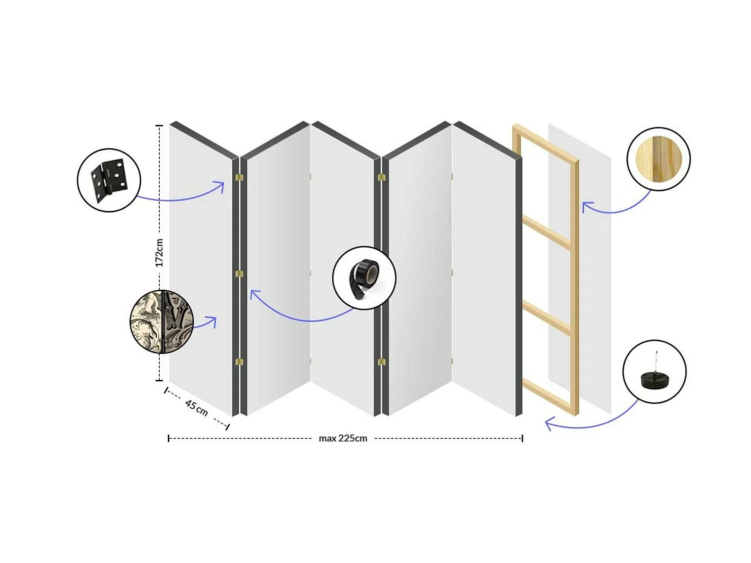 Paravent Design Zen avec Pierres et Feuillages pour Intérieur