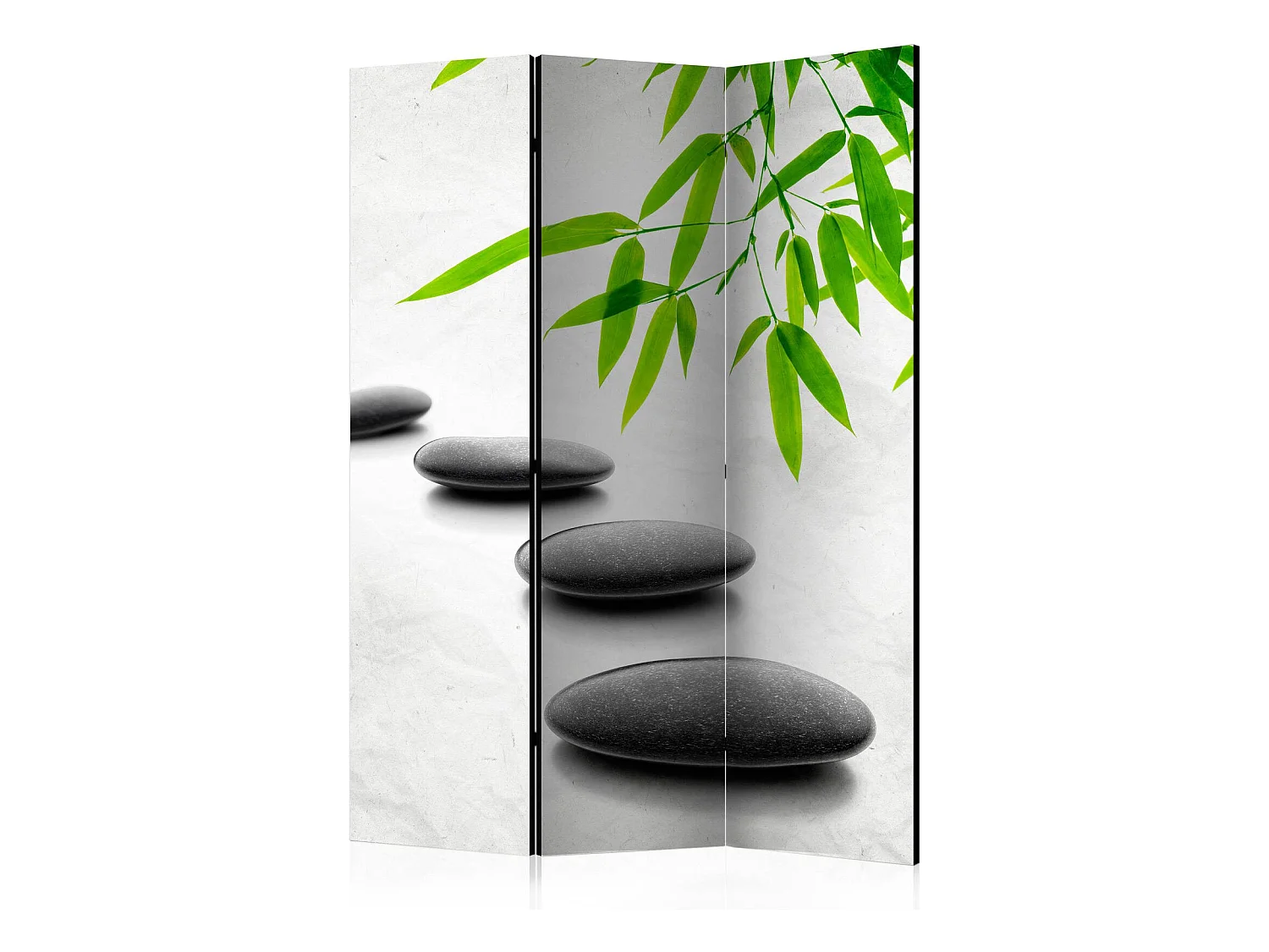 Paravent Design Zen avec Pierres et Feuillages pour Intérieur