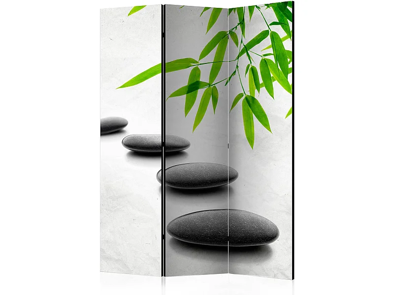 Paravent Design Zen avec Pierres et Feuillages pour Intérieur