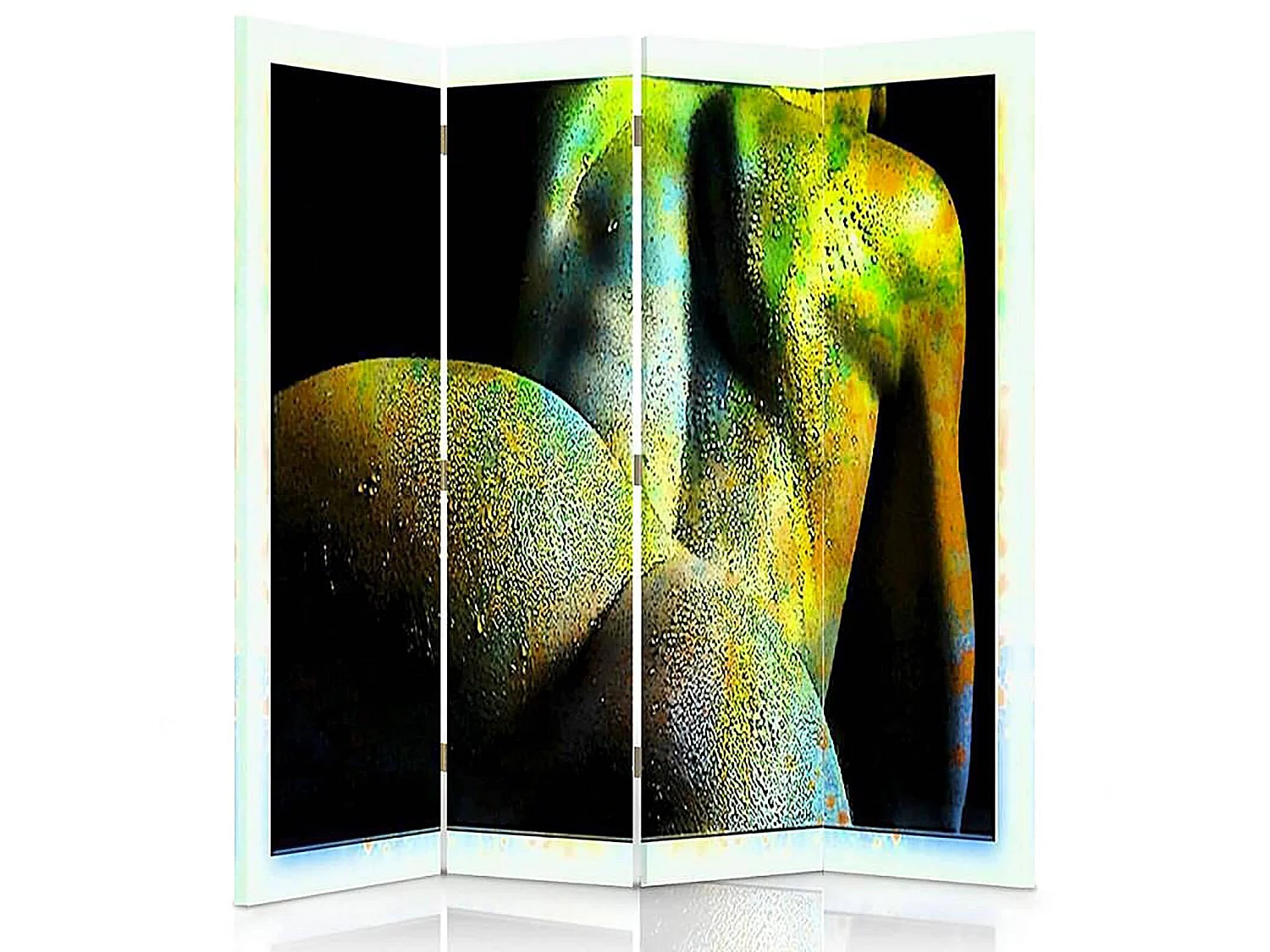 Paravent Acte Abstrait: Esthétique Moderne et Unique - 145 x 180 cm - 2 faces R° V°