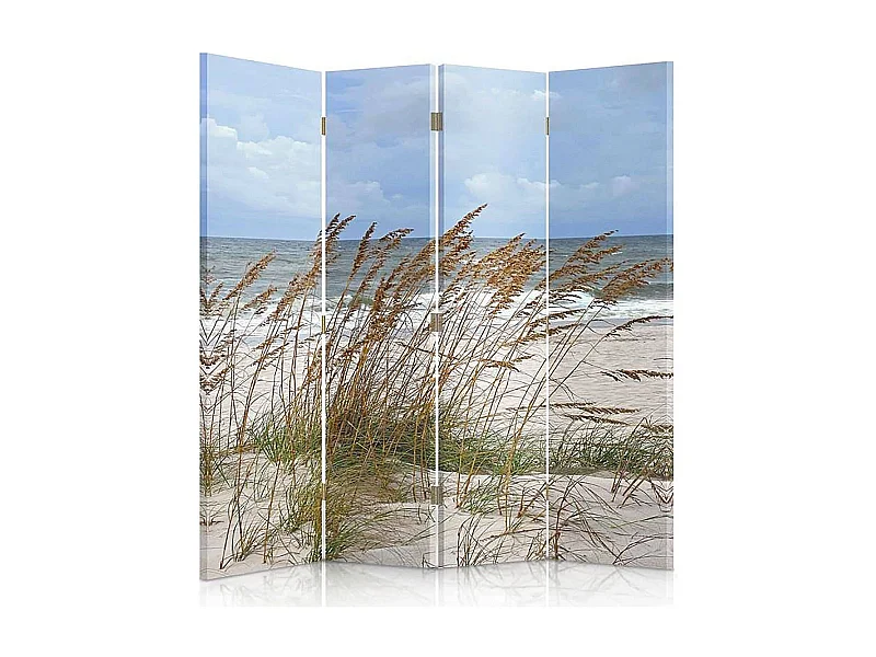 Paravent Herbe de la Mer Ambiance Bord de Plage 4 Volets - 145 x 150 cm - 2 faces R° V°