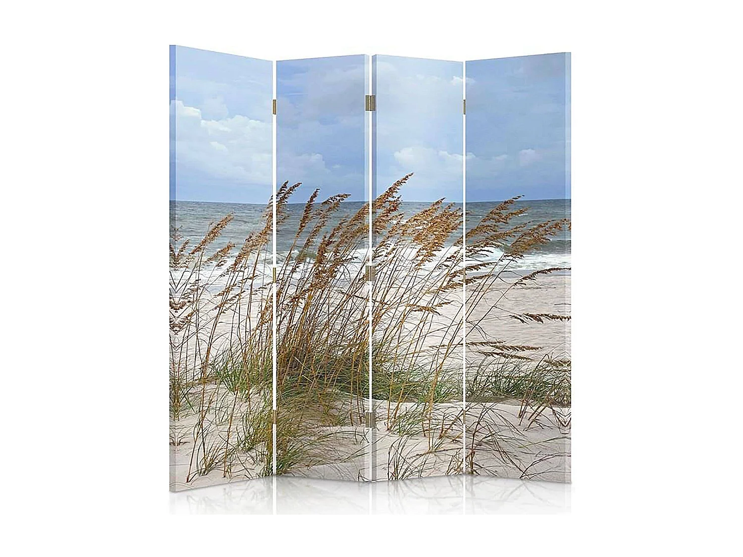 Paravent Herbe de la Mer Ambiance Bord de Plage 4 Volets - 145 x 150 cm - 2 faces R° V°