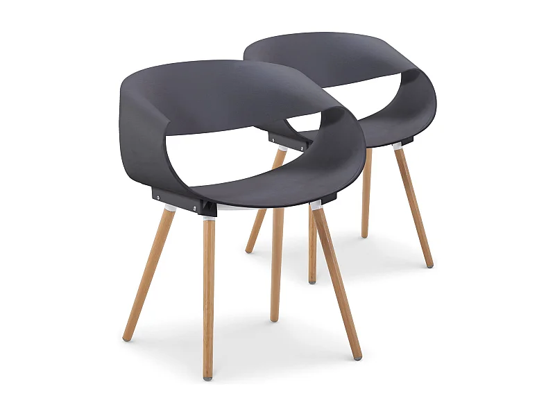 Lot de 2 Chaises Scandinave "Jordana" 64cm Gris