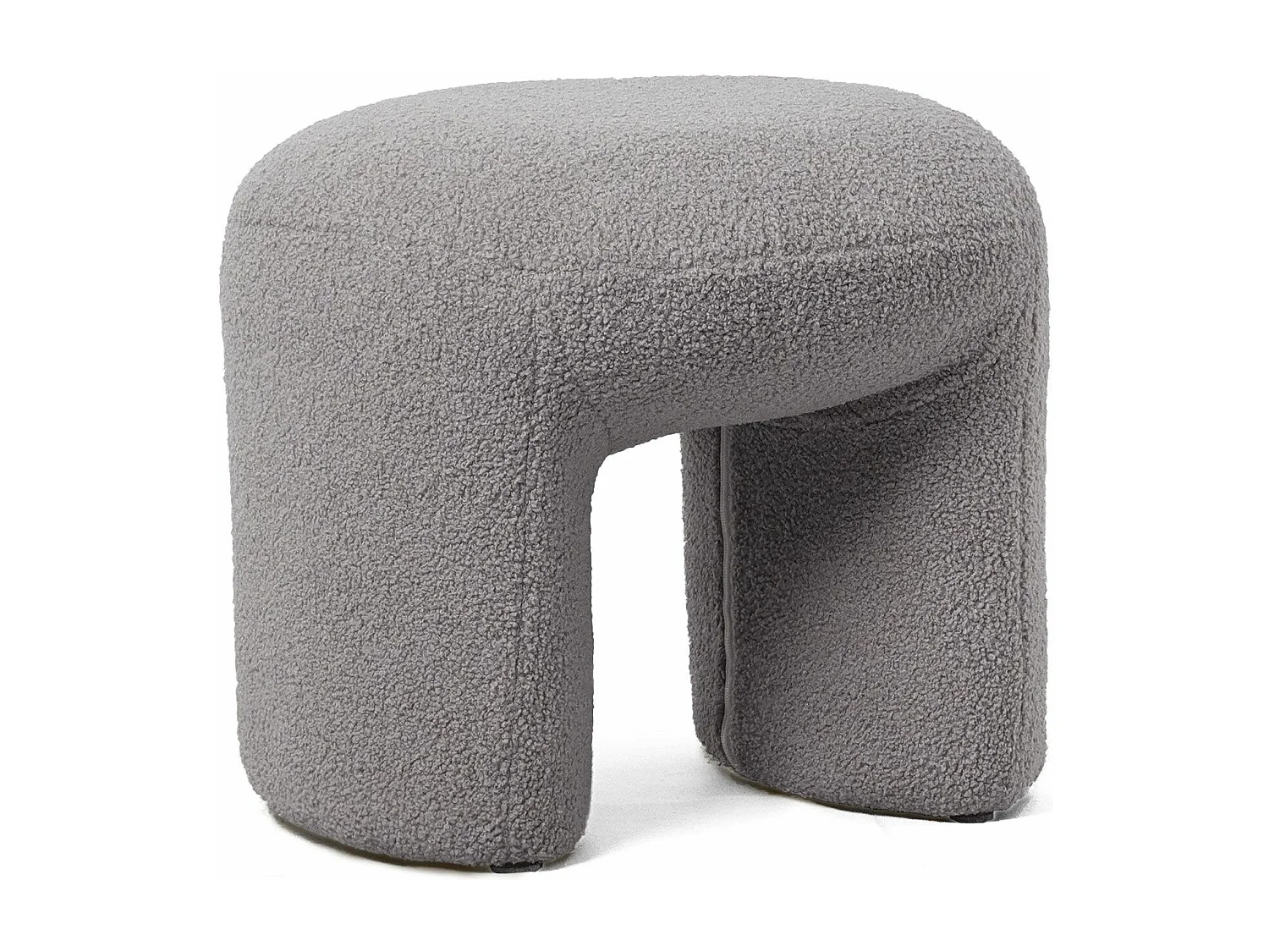 Pouf tendance Armania L46cm Tissu bouclette Gris