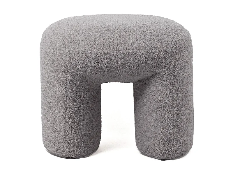 Pouf tendance Armania L46cm Tissu bouclette Gris