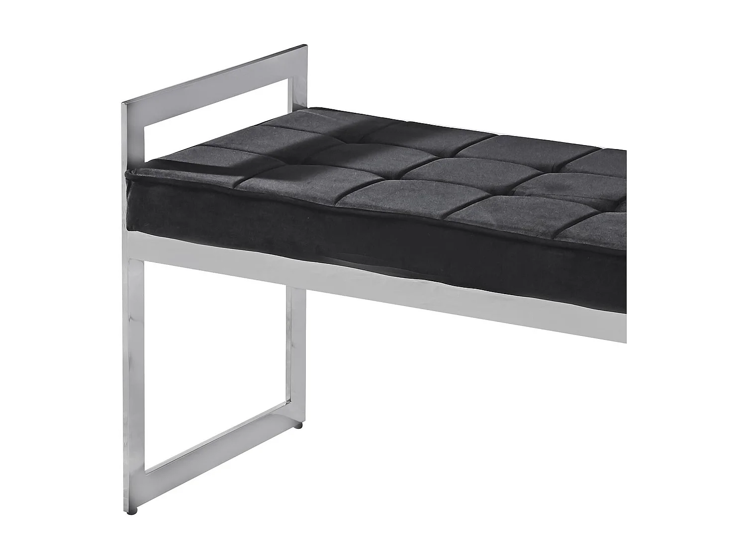 Banquette en Velours "Topez" 94cm Noir & Argent