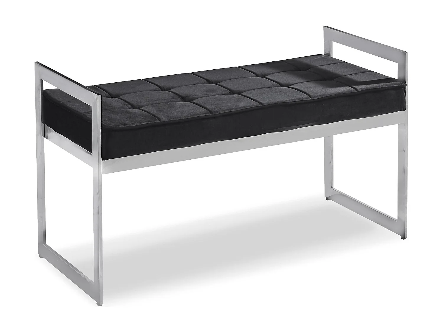 Banquette en Velours "Topez" 94cm Noir & Argent