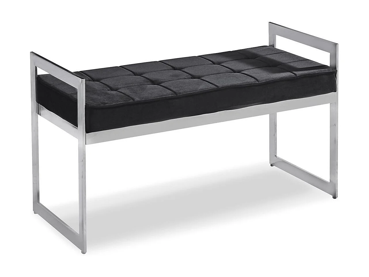 Banquette en Velours "Topez" 94cm Noir & Argent