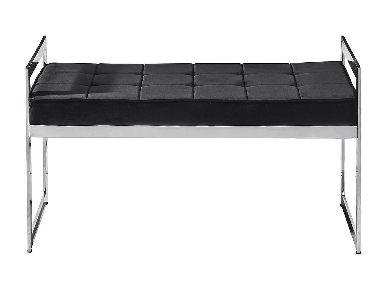 Banquette en Velours "Topez" 94cm Noir & Argent