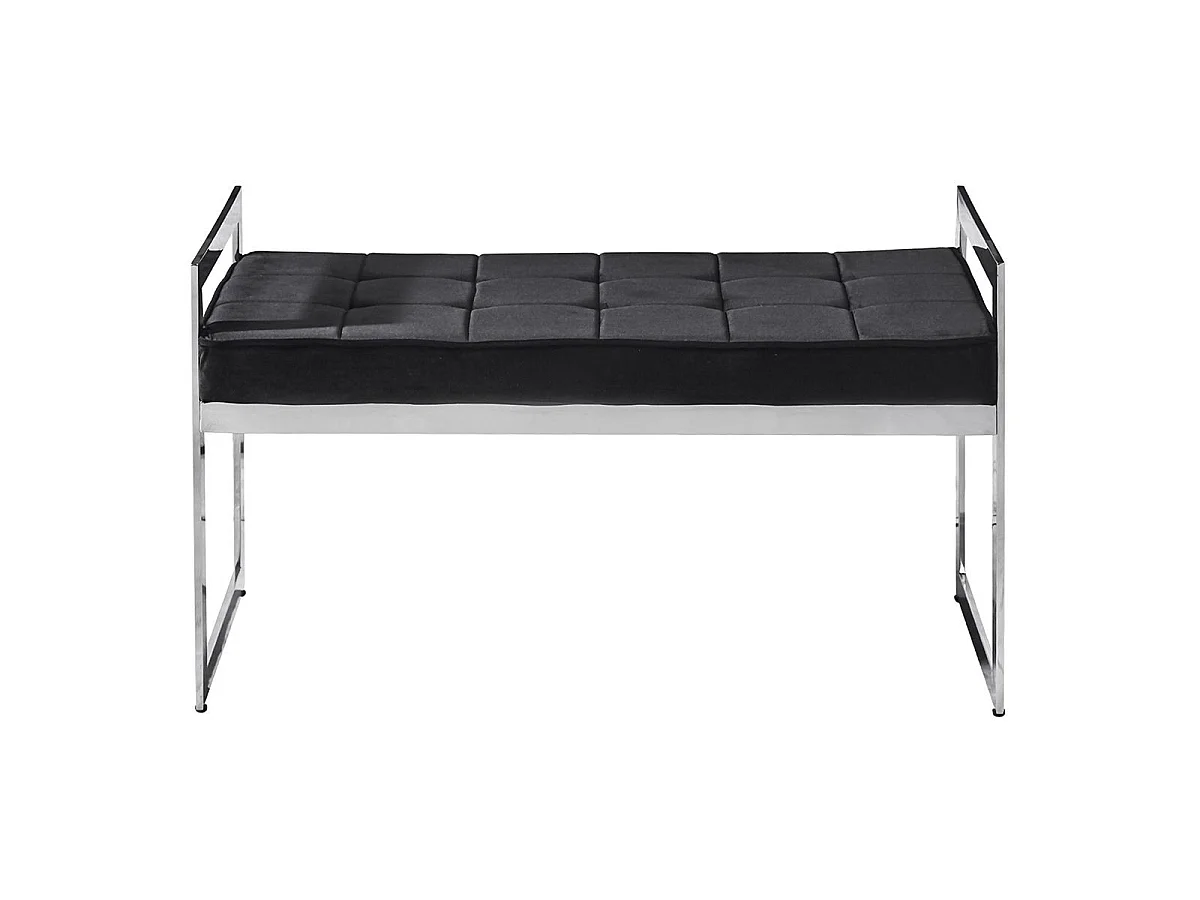 Banquette en Velours "Topez" 94cm Noir & Argent