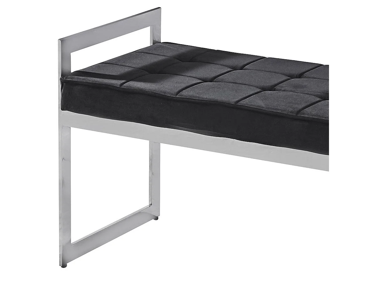 Banquette en Velours "Topez" 94cm Noir & Argent