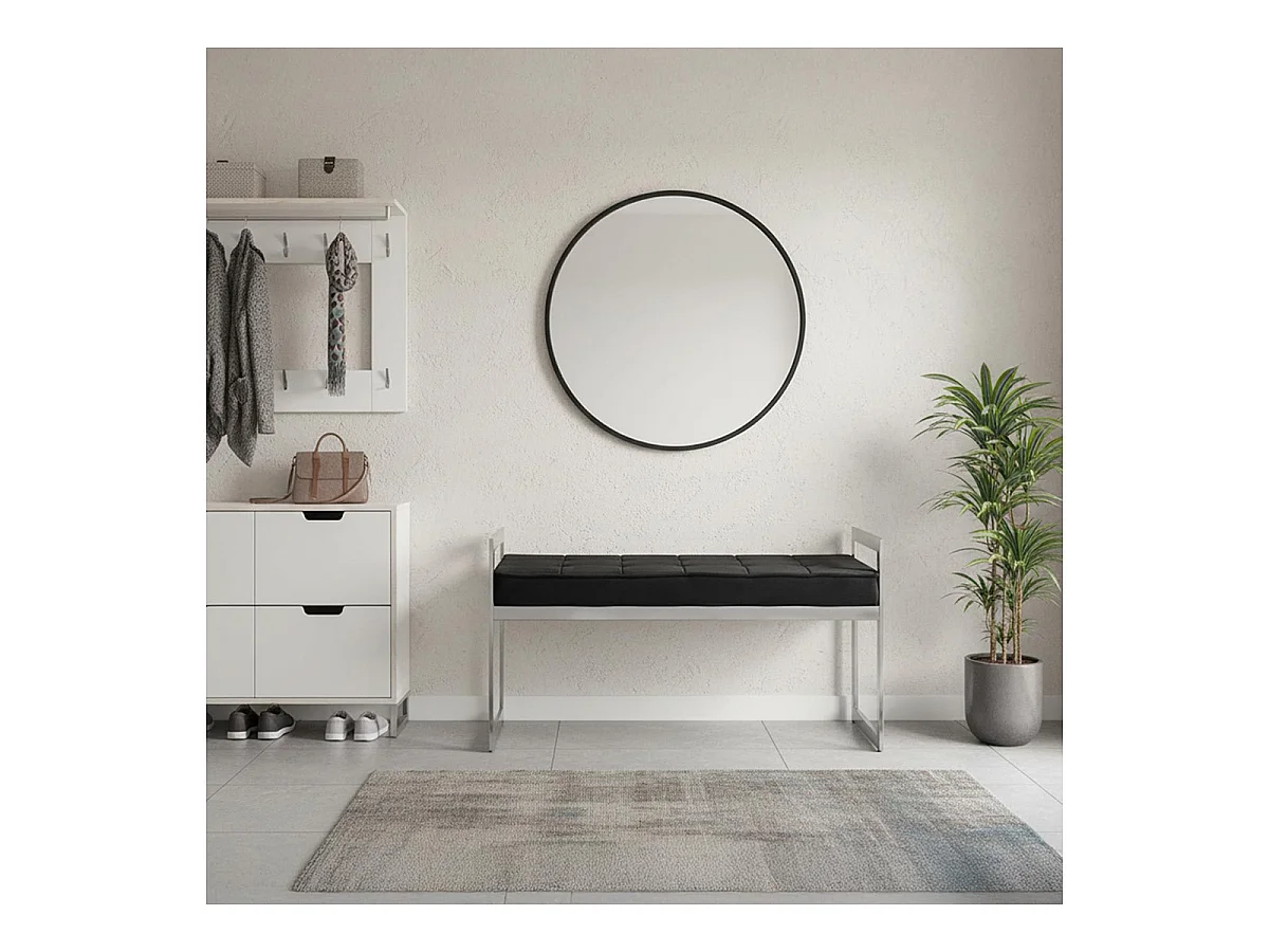 Banquette en Velours "Topez" 94cm Noir & Argent
