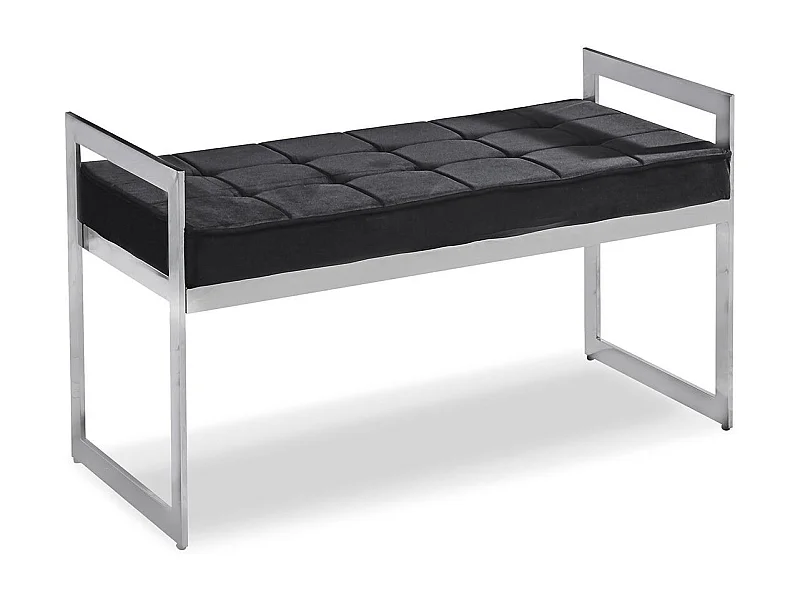 Banquette en Velours "Topez" 94cm Noir & Argent