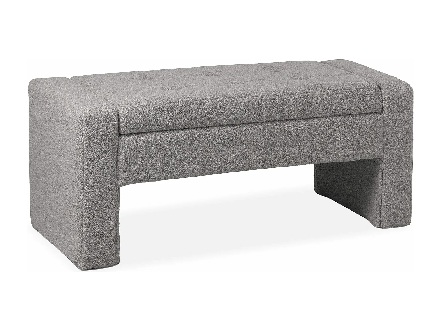 Banquette-coffre Rodney Tissu bouclette Gris
