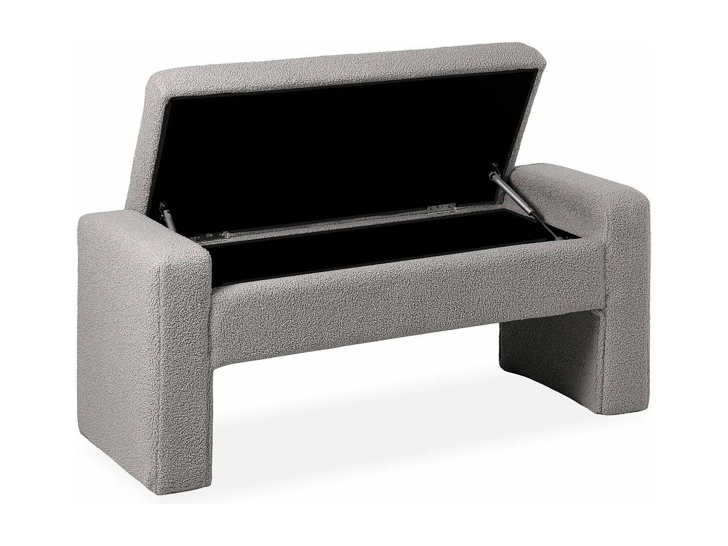 Banquette-coffre Rodney Tissu bouclette Gris
