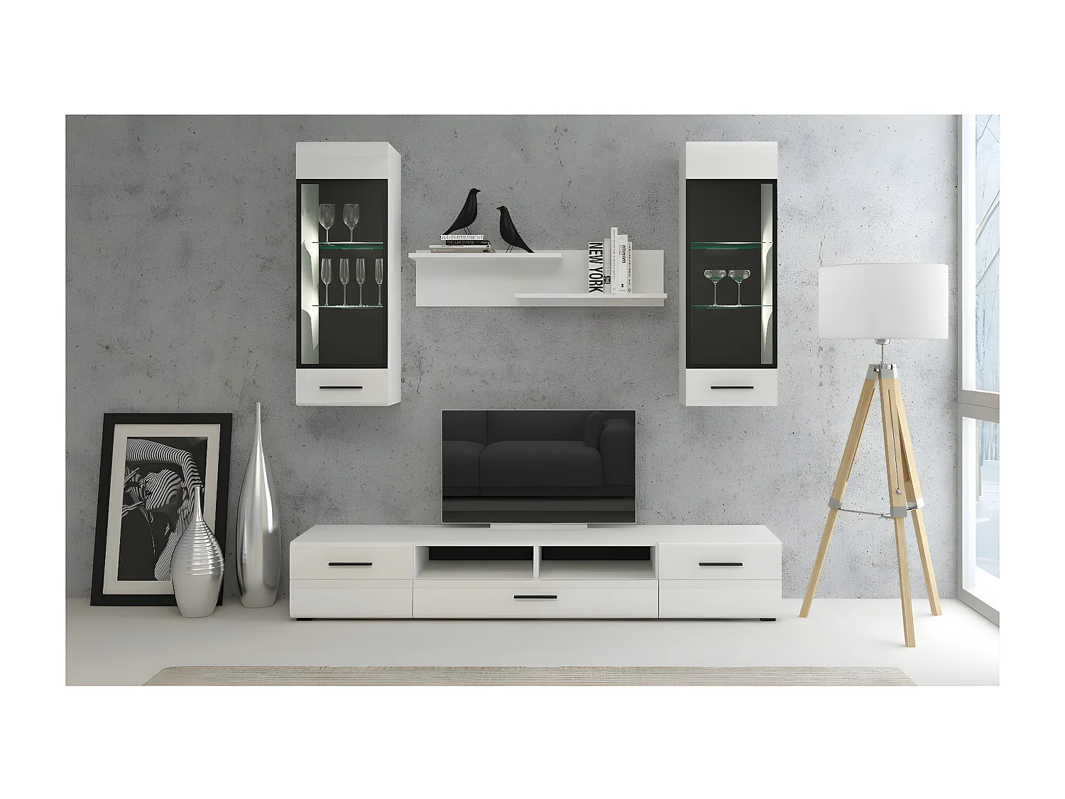 Vitrine Murale "Bianca" 110cm Blanc