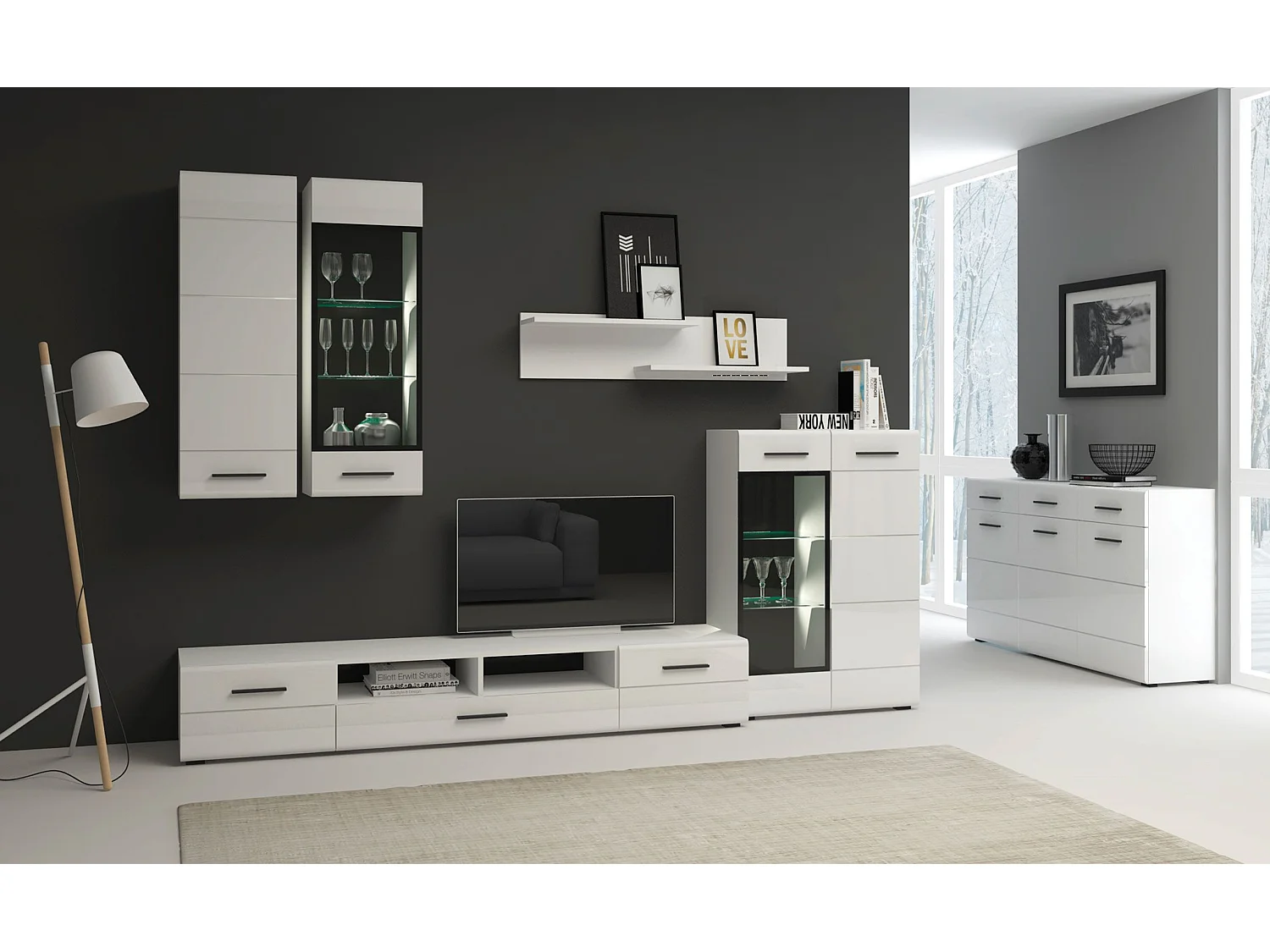 Vitrine Murale "Bianca" 110cm Blanc