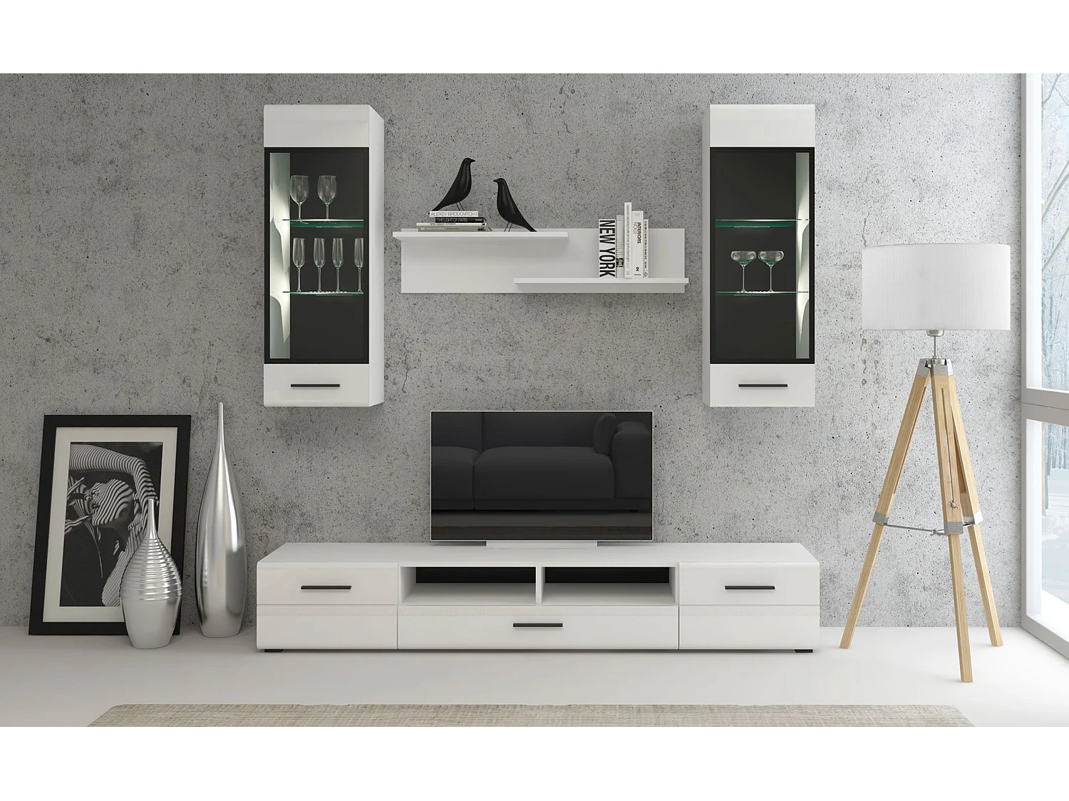 Vitrine Murale "Bianca" 110cm Blanc