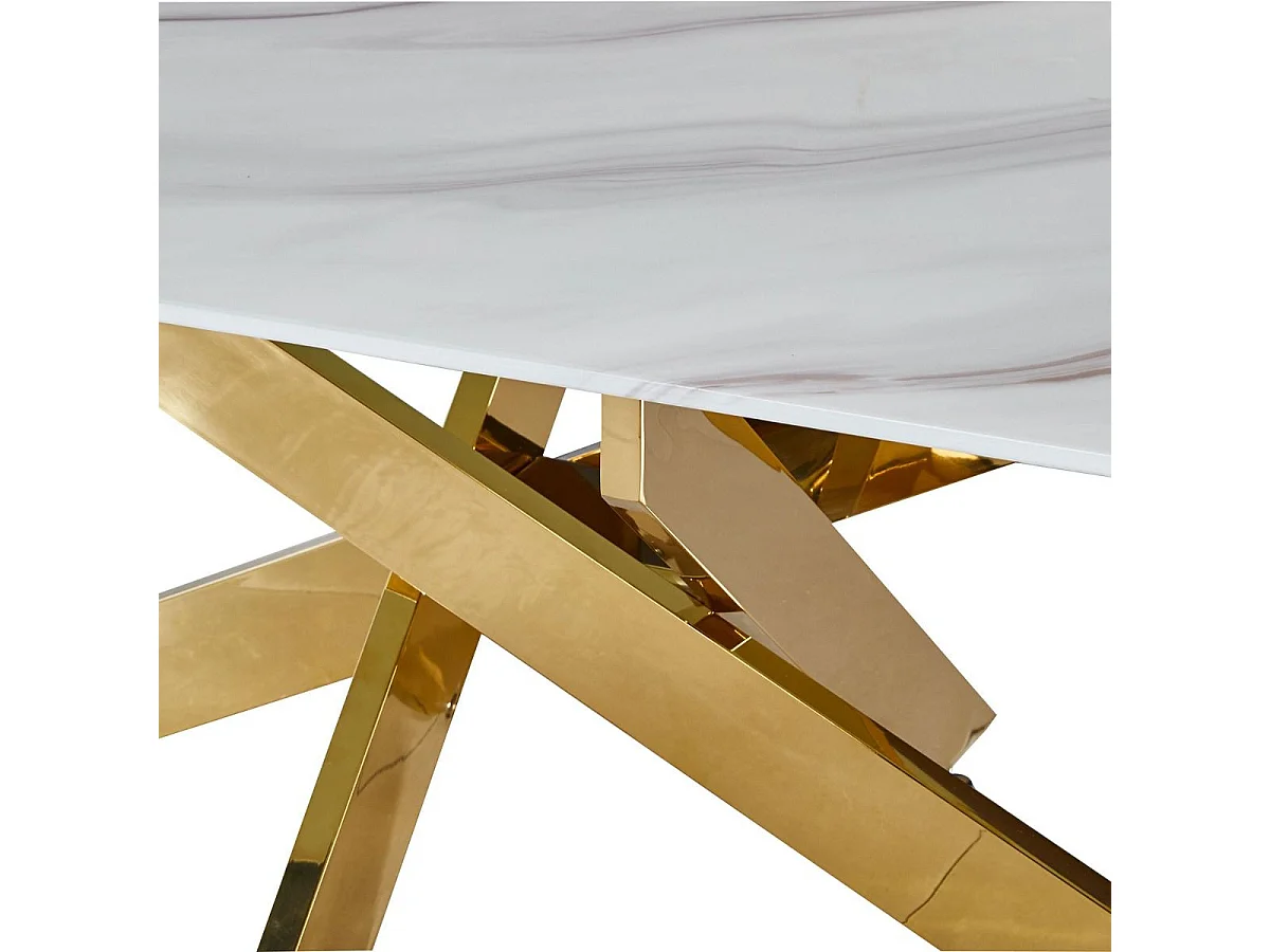 Table Basse en Verre "Olaze" 120cm Effet Marbre