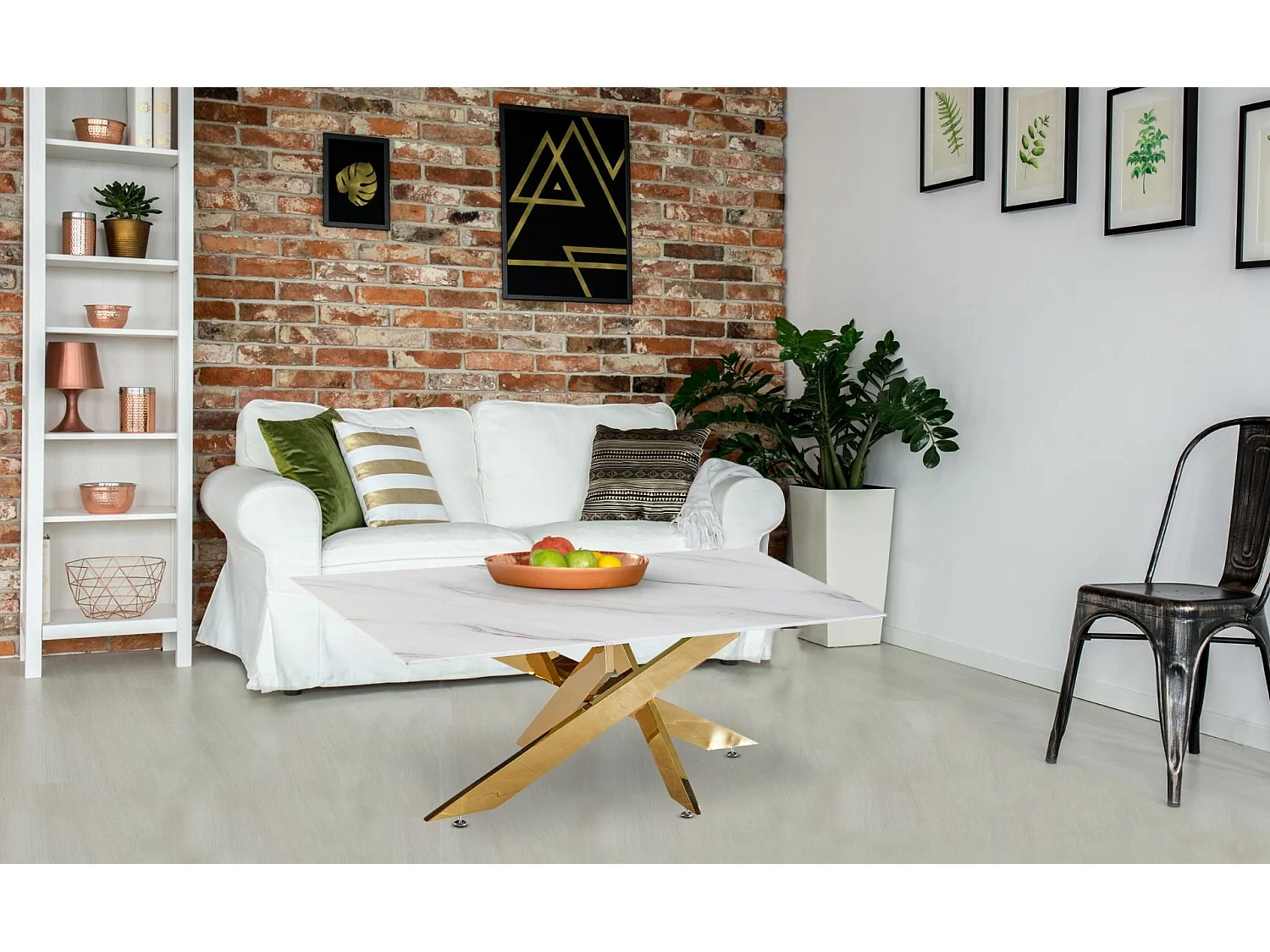 Table Basse en Verre "Olaze" 120cm Effet Marbre