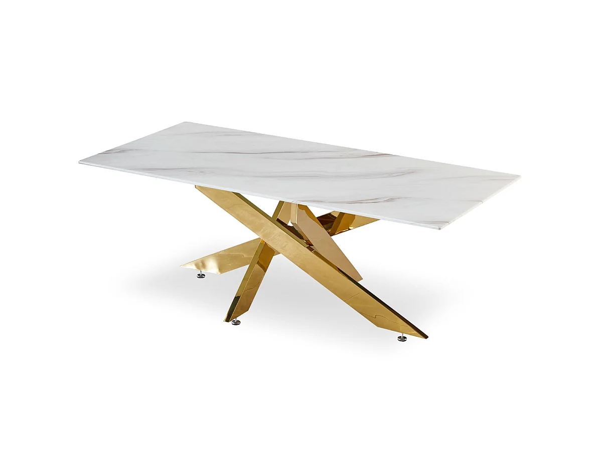 Table Basse en Verre "Olaze" 120cm Effet Marbre