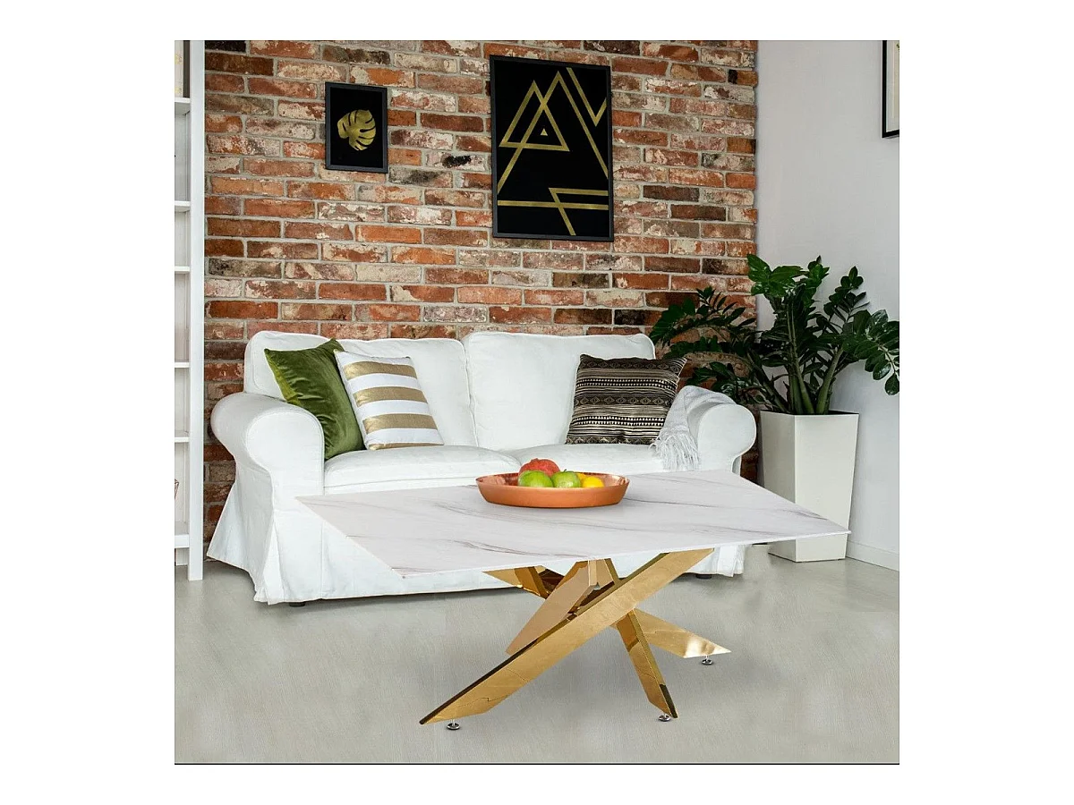 Table Basse en Verre "Olaze" 120cm Effet Marbre