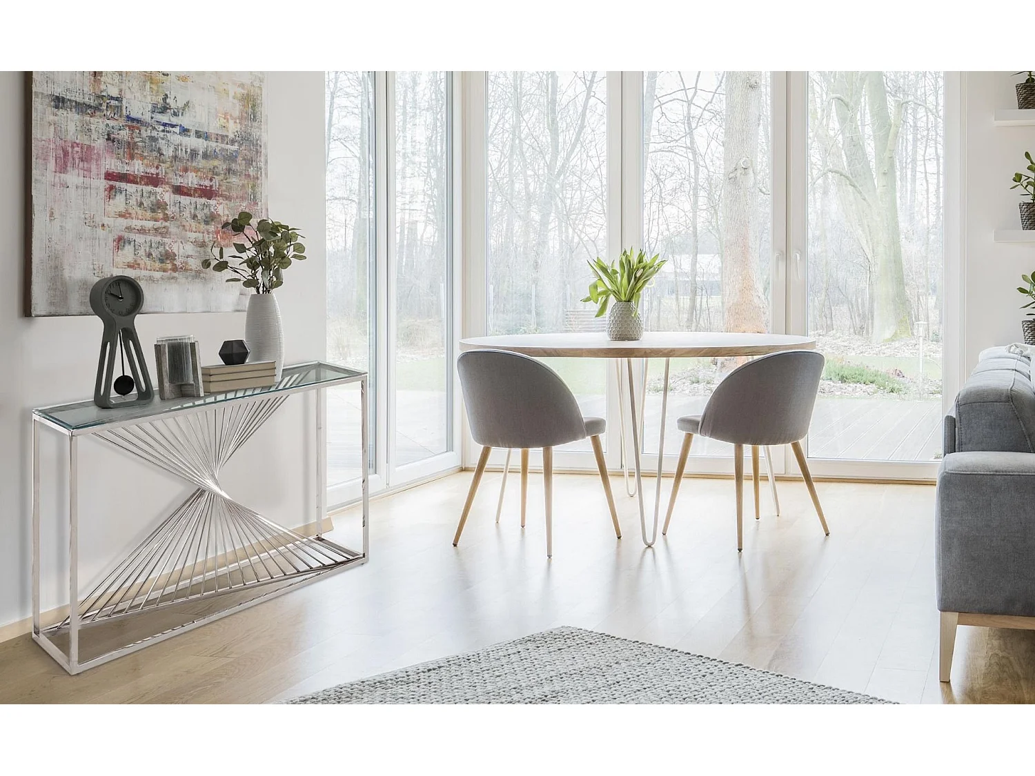 Console Design en Verre "Tanya" 120cm Argent