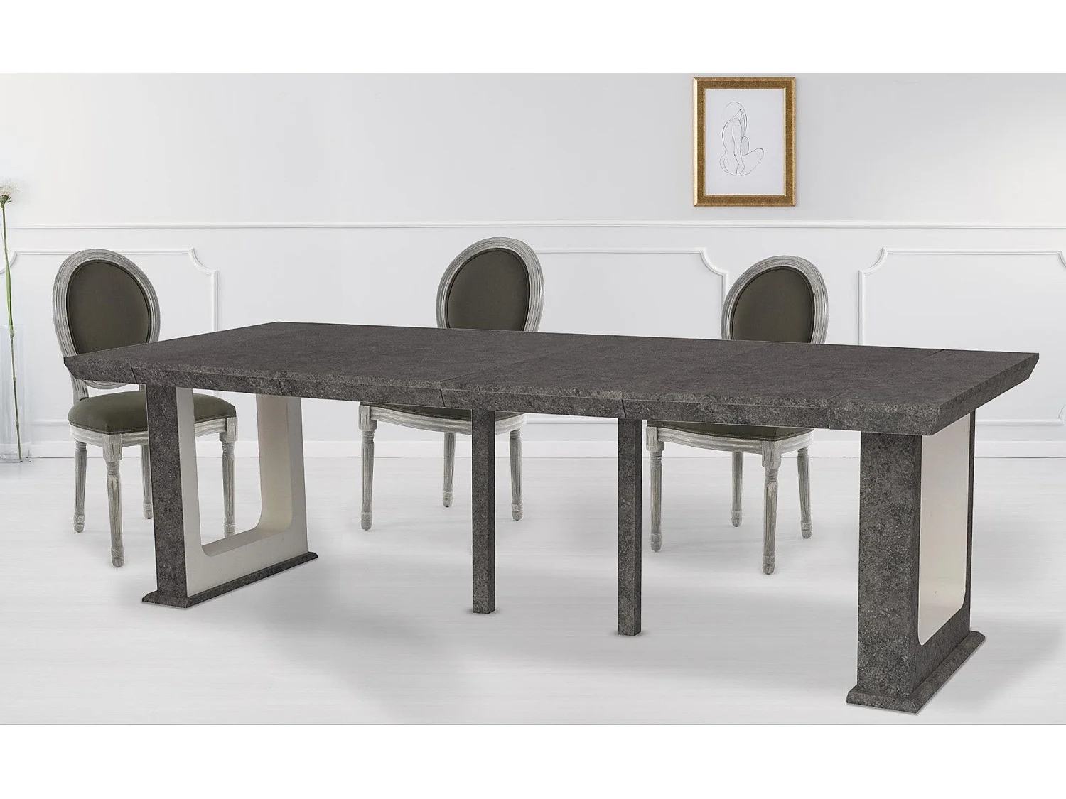 Table Console extensible 250cm Houston Effet Béton