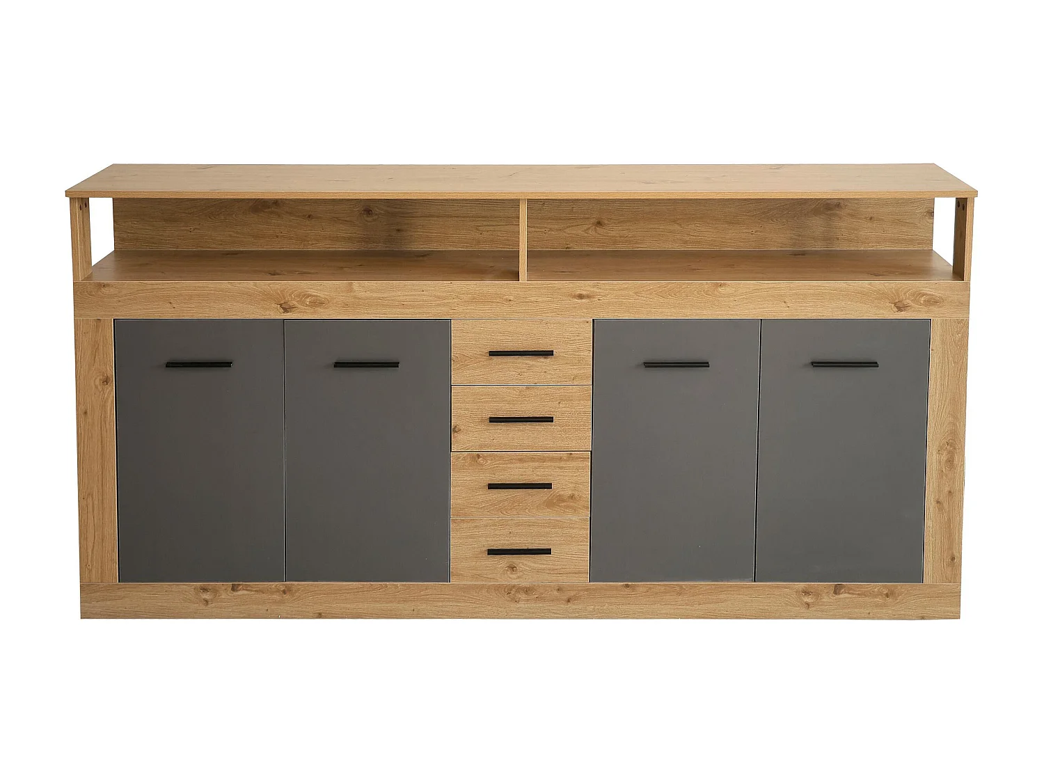 Buffet 4 Portes & 4 Tiroirs "Luna" 190cm Naturel & Gris