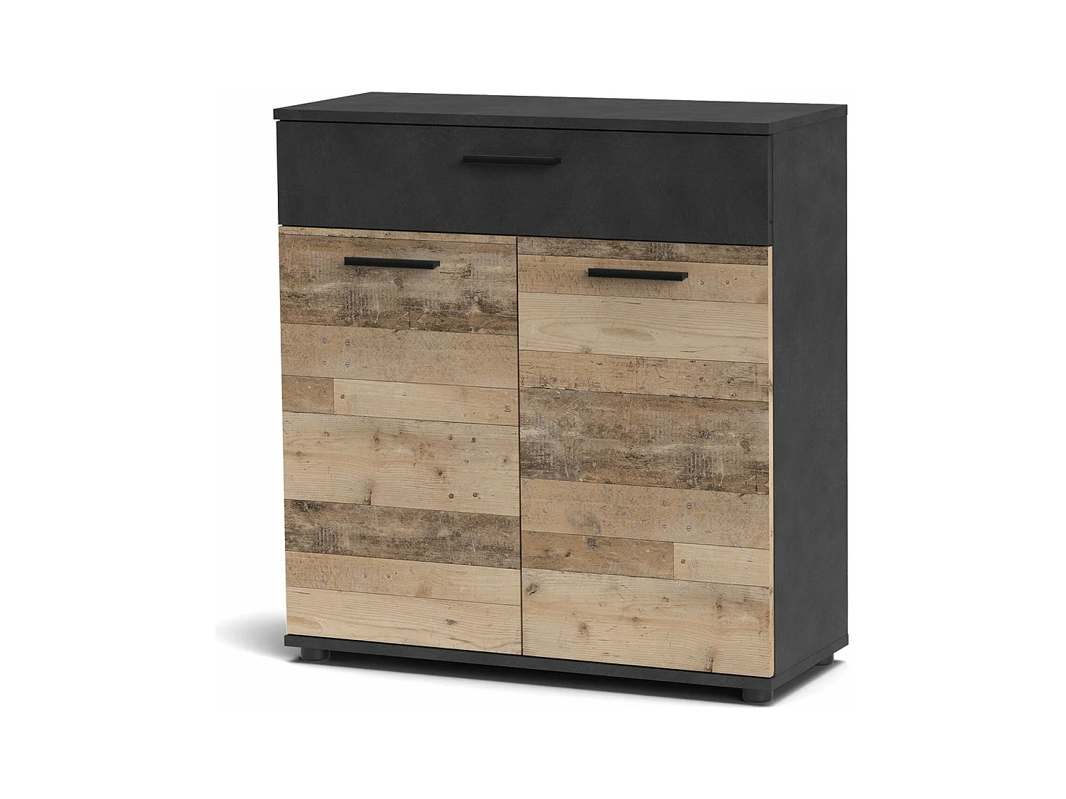 Buffet gain de place style industriel Bernardo L80cm Chêne clair et gris