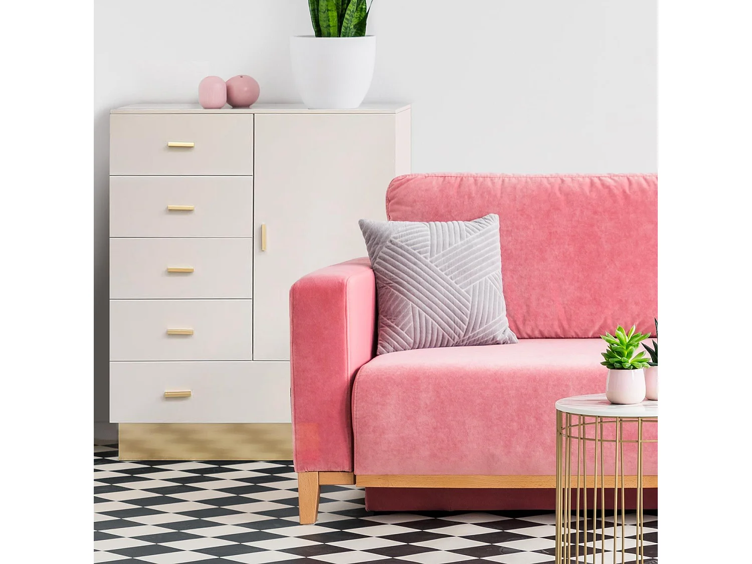 Buffet 5 Tiroirs & 1 Porte "Tazea" 112cm Taupe