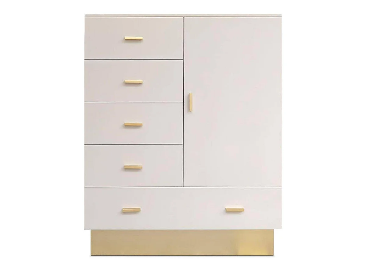 Buffet 5 Tiroirs & 1 Porte "Tazea" 112cm Taupe