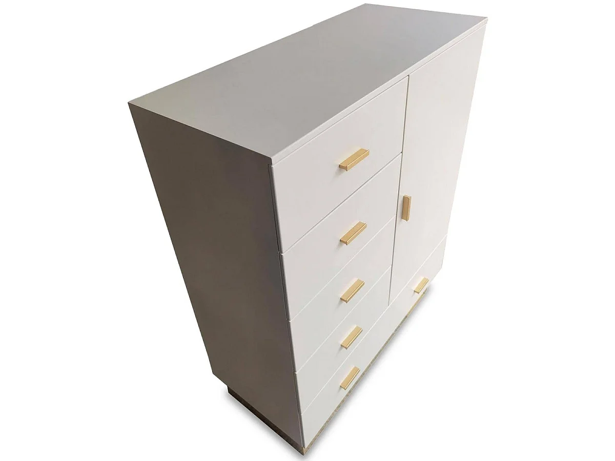 Buffet 5 Tiroirs & 1 Porte "Tazea" 112cm Taupe