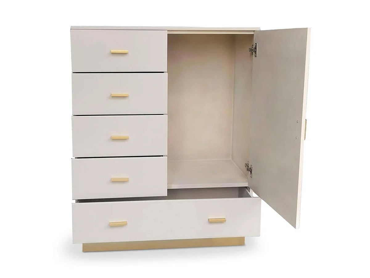 Buffet 5 Tiroirs & 1 Porte "Tazea" 112cm Taupe