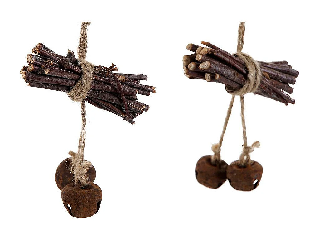 Set de 4 décorations de sapin de Noël Molard Pin massif Naturel et Rouge