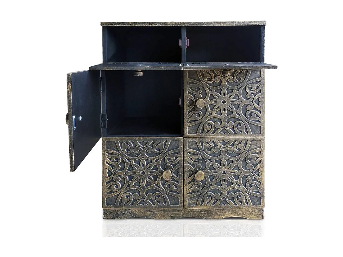 Set de 4 décorations de sapin de Noël Molard Pin massif Naturel et Rouge